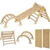 AIYAPLAY Gioco Arrampicata Bambini con Triangolo e Arco Montessori e Rampa con Pietre, 178x64.5x63 cm, Color Legno | Aosom Italy