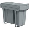 HOMCOM Cestino sotto lavello con 2 contenitori per riciclaggio estraibili da 20L+10L Grigio | Aosom Italy