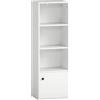 HOMCOM Libreria a 4 Livelli Scaffale per Libri Moderno con Ripiani Aperti e Anta 40x30x120 cm Bianco | Aosom Italy