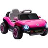 AIYAPLAY Auto Elettrica per Bambini di +3 Anni Volkswagen E-Buggy 12V con Telecomando 2,4 G Ruote con Sospensione Rosa | Aosom Italy