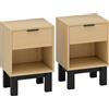 HOMCOM Set di 2 Comodini Moderni con Cassetto e Mensola Aperta 35x26x50 cm Rovere | Aosom Italy