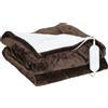 HOMCOM Coperta Elettrica 180x130 cm 10 Livelli di Temperatura Timer Lavabile in Lavatrice, Display LED Marrone | Aosom Italy