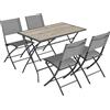 Outsunny Set Mobili da Giardino Pieghevole 5 pezzi Tavolo con 4 Sedie Traspiranti Effetto Legno Salvaspazio | Aosom Italy