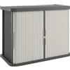 Outsunny Cassone di Stoccaggio Esterno 480 L, 2 Livelli con Porte Scorrevoli Resistente ai Raggi UV, 120,5x59,5x92 cm, Marrone Chiaro | Aosom Italy