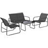 Outsunny Set Giardino Esterno 4 Pezzi con Divano 2 Posti 2 Poltrone Tavolo con Vetro Temperato Tessuto Textilene Grigio Scuro | Aosom Italy
