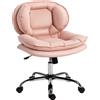 HOMCOM Sedia da Ufficio senza Braccioli, con Ruote e Altezza Regolabile 60x65x93 cm Rosa | Aosom Italy