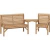 Outsunny Sedie da giardino set da 3, Set mobili per balcone con foro per ombrellone, sedia da giardino, panca, tavolino rimovibile 121x65x90 cm Legno naturale | Aosom Italy