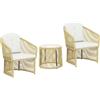 Outsunny Set da giardino esterno in resina intrecciata 2 persone, tavolo da giardino esterno con 2 sedie con cuscini, crema | Aosom Italy