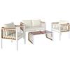 Outsunny Set da giardino 4 pezzi Polyrattan Lounge con divano 2 posti 2 poltrone tavolo in vetro cuscini rimovibili tappetino antiscivolo | Aosom Italy