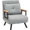 HOMCOM Poltrona Letto Pieghevole 4 in 1, Schienale Regolabile a 5 Livelli e Cuscino 63x73x81 cm Grigio | Aosom Italy