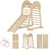 AIYAPLAY Triangolo da Arrampicata Montessori 6 in 1 con Piattaforma e Anelli Struttura da Arrampicata in Legno con Scivolo | Aosom Italy