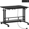 HOMCOM Scrivania con Altezza Regolabile, con Ruote, Prese e Porte USB, 80x60 cm, Nero | Aosom Italy