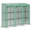 Outsunny Serra da Esterno a 3 Livelli con Porta Avvolgibile con Cerniera 9 Ripiani Copertura in PE 215x46x151cm Verde | Aosom Italy