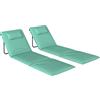Outsunny Set di 2 Stuoie da Spiaggia Pieghevoli con Schienale Regolabile Poggiatesta Imbottito 146x50x2 cm Verde | Aosom Italy