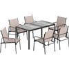 Outsunny Set Tavolo e Sedie da Giardino con Tavolo Effetto Legno e 6 Sedie con Seduta Traspirante per Terrazza Patio Kaki | Aosom Italy