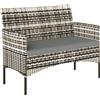 Outsunny Divano da giardino 2 posti in resina intrecciata con cuscini divano da esterno con braccioli 115 x 63 x 85 cm grigio chiaro | Aosom Italy