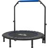 HOMCOM Trampolino da Fitness per Adulti Ø122 cm, Pieghevole, con Manubrio Regolabile a 4 Livelli, Nero e Blu | Aosom Italy