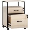 Vinsetto Cassettiera per Scrivania con 2 Cassetti e Ruote, per Formato Lettera A4 44x40x66,5 cm, Legno | Aosom Italy