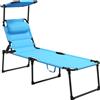 Outsunny Lettino da Giardino con Tettuccio Regolabile Schienale Regolabile 4 Livelli Poggiatesta per Terrazza 70x200x45 cm Azzurro Chiaro | Aosom Italy