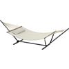Outsunny Amaca autoportante, amaca con supporto in acciaio, cuscino, barre distanziatrici, 368 x 140 x 110 cm, crema | Aosom Italy