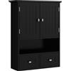 kleankin Armadio da Bagno da Parete con 2 Ante e 2 Cassetti 50,8x17,8x66 cm Nero | Aosom Italy