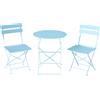 Outsunny Set bistro da giardino 3 pezzi pieghevole tavolo bistrot con 2 sedie seduta a listelli gambe doppia X azzurro chiaro | Aosom Italy