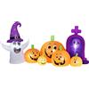 Outsunny Calabaza Gonfiabile di Halloween con Fantasma Lapide con Luci LED IP44 e Gonfiatore per Feste 240x130x130 cm Multicolore | Aosom Italy