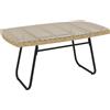 Outsunny Tavolino da giardino in resina intrecciata, 90x50x45 cm, tavolino da giardino con piano in vetro temperato, naturale | Aosom Italy