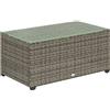 Outsunny Tavolino da giardino, tavolino d'appoggio in resina intrecciata con piano in vetro temperato, 90 x 50 x 38 cm, grigio scuro | Aosom Italy