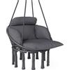 Outsunny Sedia sospesa con grande cuscino imbottito amaca poltrona sospesa con frange kit di sospensione 80 x 60 x 40 cm grigio scuro | Aosom Italy