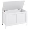 HOMCOM Baule Contenitore da 95 L con Coperchio e Cerniera di Sicurezza 80x40x50 cm Bianco Venato | Aosom Italy