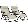 Outsunny Set da 2 lettini prendisole pieghevoli regolabili con poggiatesta in textilene, 90 x 65 x 112 cm, beige | Aosom Italy