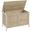 HOMCOM Baule Contenitore da 95 L con Coperchio e Cerniera di Sicurezza 80x40x50 cm Rovere | Aosom Italy