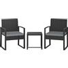Outsunny Set di Mobili da Giardino in Rattan Sintetico con 2 Sedie con Cuscini Removibili e Tavolo con Piano in Vetro Grigio | Aosom Italy
