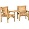 Outsunny Set bistro 3 pezzi in legno resistente alle intemperie con design a lamelle e foro per ombrellone Marrone | Aosom Italy