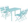 Outsunny Set da Pranzo da Esterno 5 Pezzi, Set da Giardino per 4 Persone con Piano a Doghe e Sedie Pieghevoli, Verde Chiaro | Aosom Italy