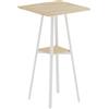 HOMCOM Tavolo Alto Quadrato con Ripiano per 2 Persone, 55x55x95 cm, Legno Naturale/Bianco | Aosom Italy