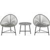 Outsunny Set di mobili da giardino 3 pezzi, 2 sedie in PE-Rattan, 1 tavolo con piano in vetro, struttura in acciaio, mobili da esterno, Grigio | Aosom Italy