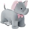 AIYAPLAY Elefante Elettrico con Musica Batteria 6V Tocco Morbido Ruote Silenziose in PU Marcia Avanti Grigio | Aosom Italy