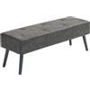 HOMCOM Panca Imbottita per Camera con Gambe in Legno 114x38x42 cm - Grigio | Aosom Italy
