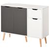 HOMCOM Credenza per Soggiorno con 3 Ante e Cassetto Mobile Contenitore per Soggiorno Cucina Camera 90x30x72 cm Bianco e Grigio | Aosom Italy