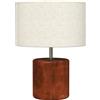 HOMCOM Lampada da Tavolo Rustica, con Base in Legno e Paralume in Lino, Marrone | Aosom Italy
