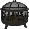 Outsunny Braciere focolare, incl. parascintille, 1 attizzatoio, Ø61,5 cm x 52 cm, Nero | Aosom Italy