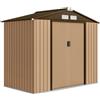 Outsunny Casetta da Giardino Esterna 2,42 m² 213x130x185 cm con Porta Scorrevole Ventilazione e Kit di Fondazione Giallo | Aosom Italy