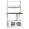 HOMCOM Credenza da Cucina con 6 Ganci per Tazze 2 Ante in Vetro Ripiani Aperti 80x40x152 cm Bianco | Aosom Italy