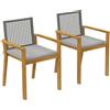 Outsunny Set di 2 Sedie da Giardino in Legno Impilabili con Cuscini Rimovibili Braccioli Schienale 59x55x86 cm Naturale | Aosom Italy