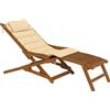 Outsunny Lettino Sedia Pieghevole in Legno con Poggiapiedi Smontabile e Cuscino con Poggiatesta Portata 160 kg 158x61x70 cm Beige | Aosom Italy