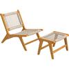 Outsunny Poltrona da giardino con poggiapiedi 2-teilig legno di acacia FSC Poltrona lounge da esterno con seduta in rattan Stile boho piedini regolabili | Aosom Italy
