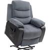 HOMCOM Poltrona alzapersone elettrica, poltrona relax elettrica velluto a coste, schienale reclinabile, porte USB, 96x96x108cm, grigio | Aosom Italy