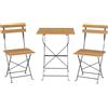 Outsunny Set Salotto da Giardino Bistrot 3 Pezzi, 2 Sedie Pieghevoli, Tavolo Quadrato in Legno di Acacia, 55x55x71cm, Naturale | Aosom Italy